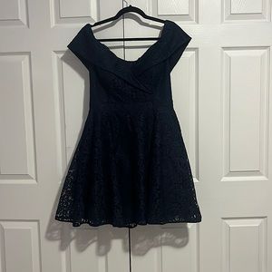 Xscape Dark Blue Lace Dress